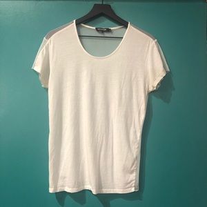 Tess Giberson White Basic Tee Shirt Micro Mesh M